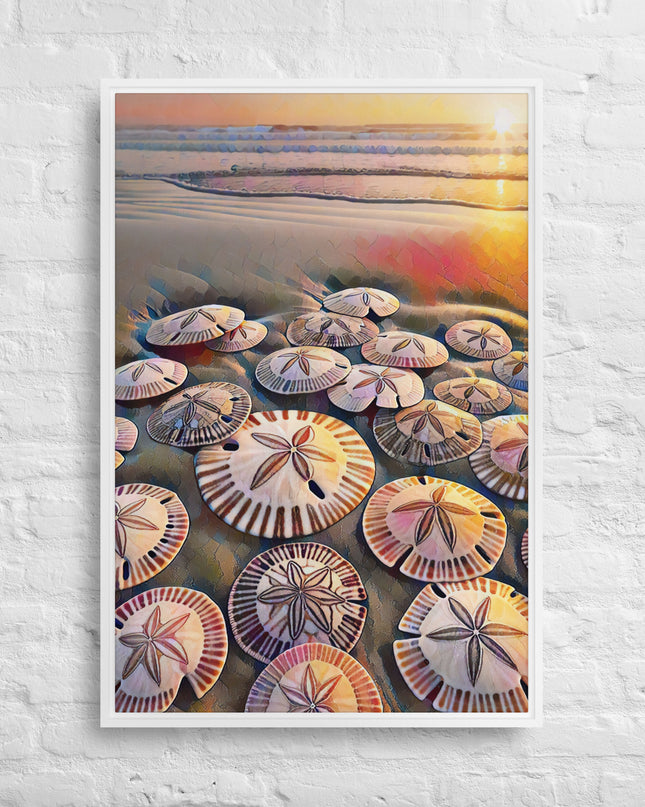 Oregon Sand Dollars - Digital Art -Framed canvas - FREE SHIPPING