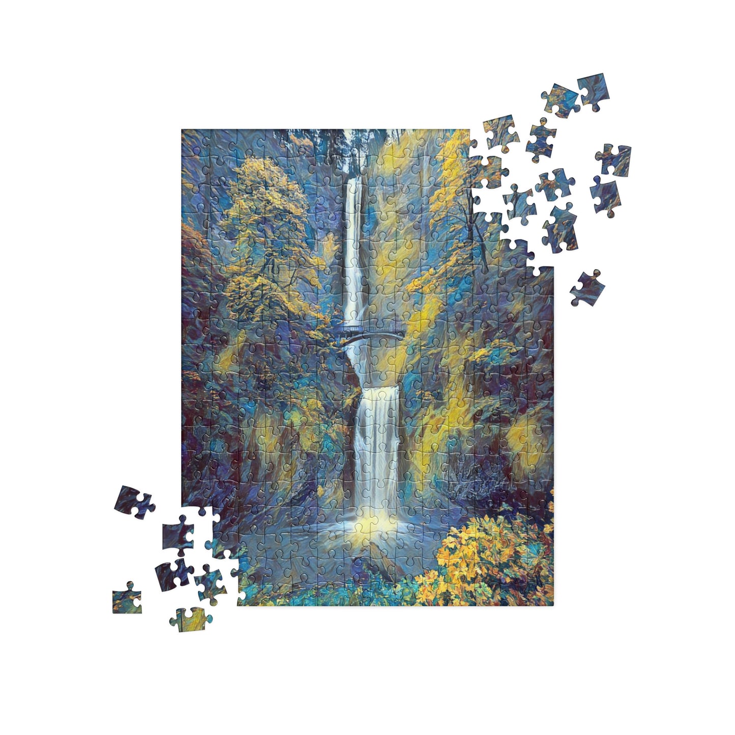 Multnomah Falls/Blue - Digital Art - Jigsaw puzzle