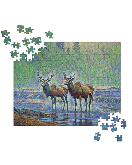 Two Elk on the Beach - Oregon - Digital Art - Jigsaw puzzle