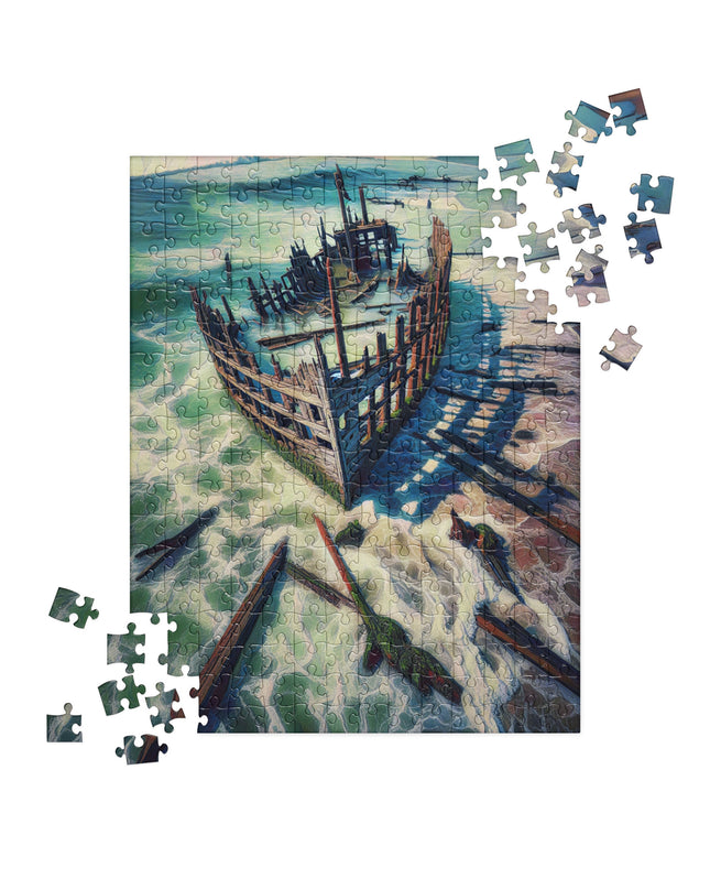 Ship Wreck on the Oregon Coast - Digital Art - Jigsaw puzzle