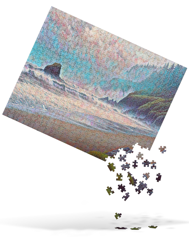 Oregon - Ocean Beach - Digital Art - Jigsaw puzzle