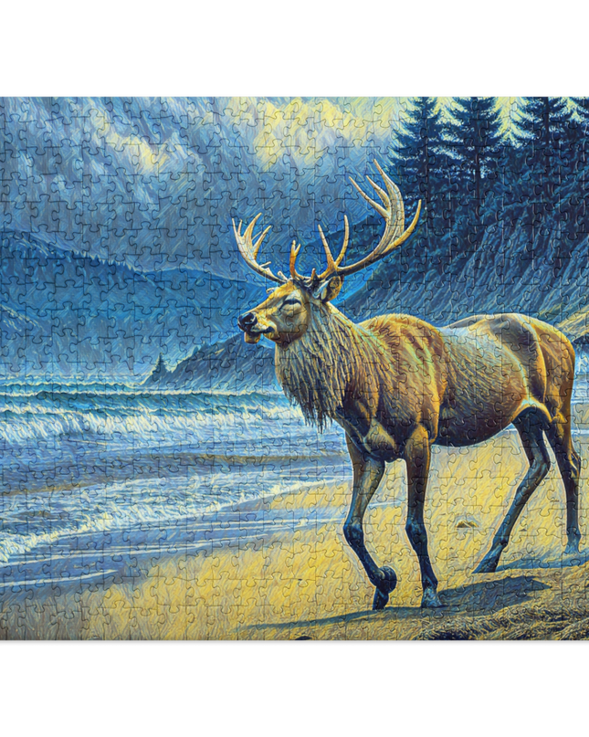 Elk on the Beach - Digital Art -Jigsaw puzzle