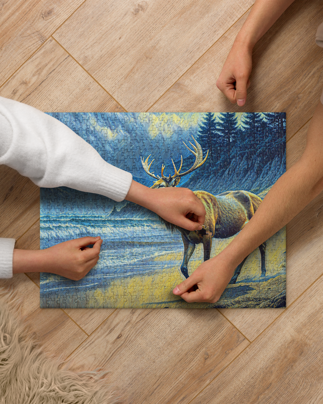 Elk on the Beach - Digital Art -Jigsaw puzzle