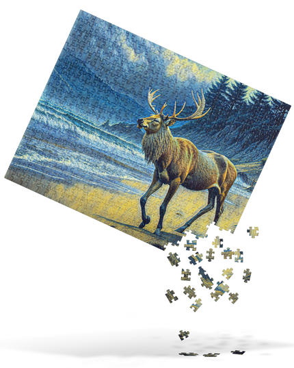 Elk on the Beach - Digital Art -Jigsaw puzzle