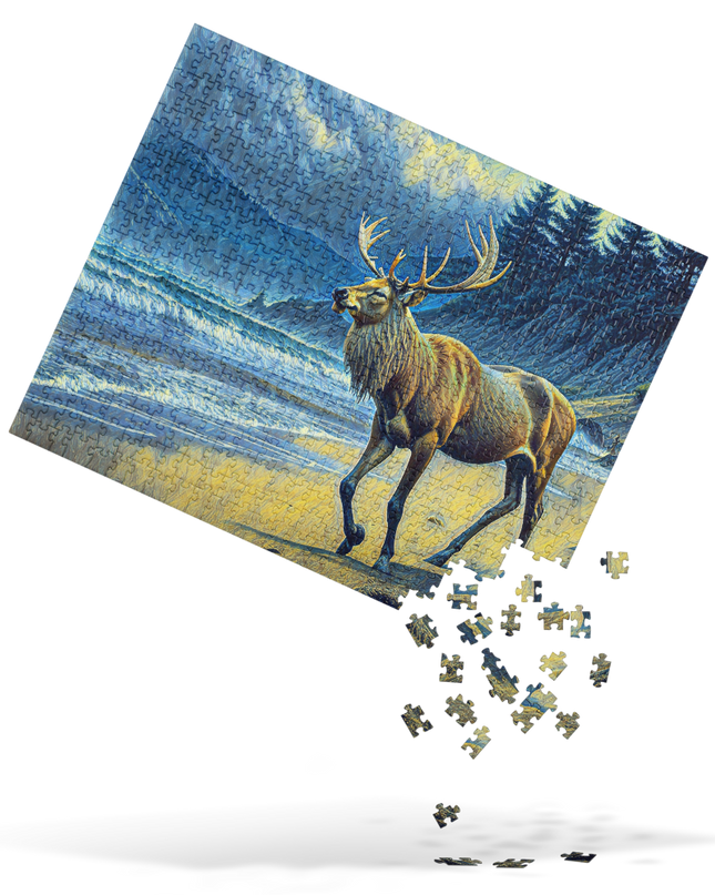 Elk on the Beach - Digital Art -Jigsaw puzzle