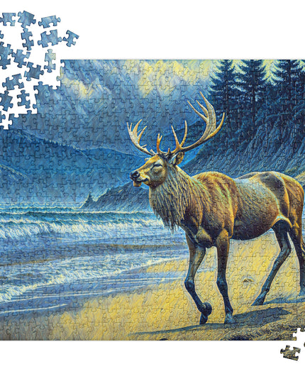 Elk on the Beach - Digital Art -Jigsaw puzzle