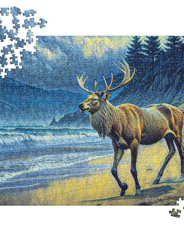 Elk on the Beach - Digital Art -Jigsaw puzzle