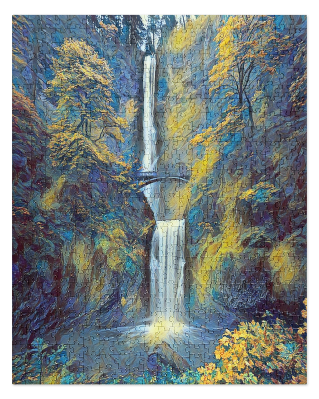 Multnomah Falls/Blue - Digital Art - Jigsaw puzzle