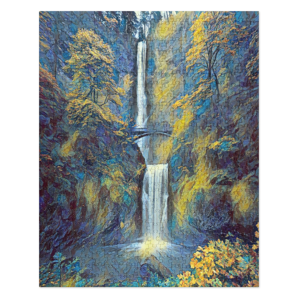 Multnomah Falls/Blue - Digital Art - Jigsaw puzzle