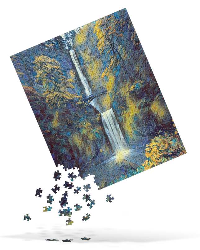 Multnomah Falls/Blue - Digital Art - Jigsaw puzzle