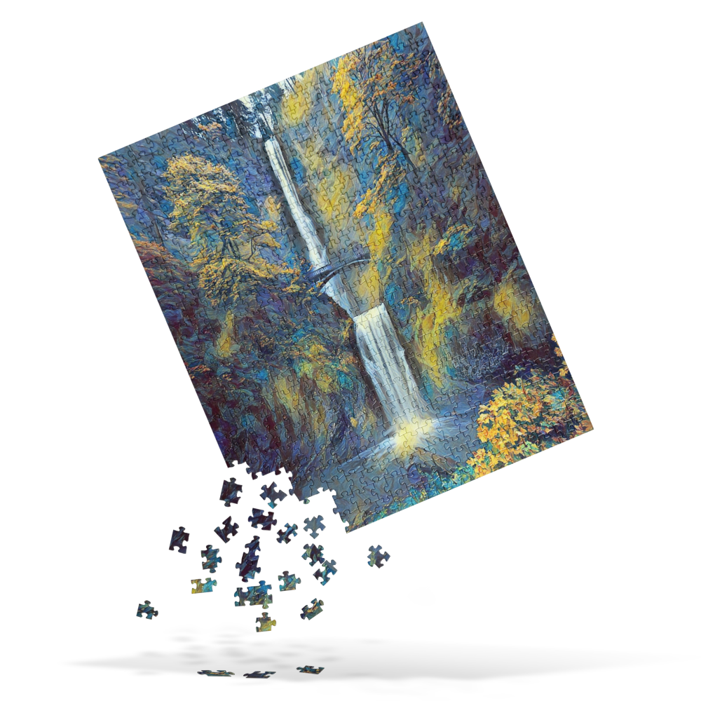 Multnomah Falls/Blue - Digital Art - Jigsaw puzzle