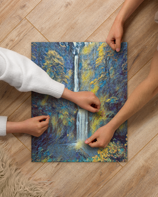 Multnomah Falls/Blue - Digital Art - Jigsaw puzzle
