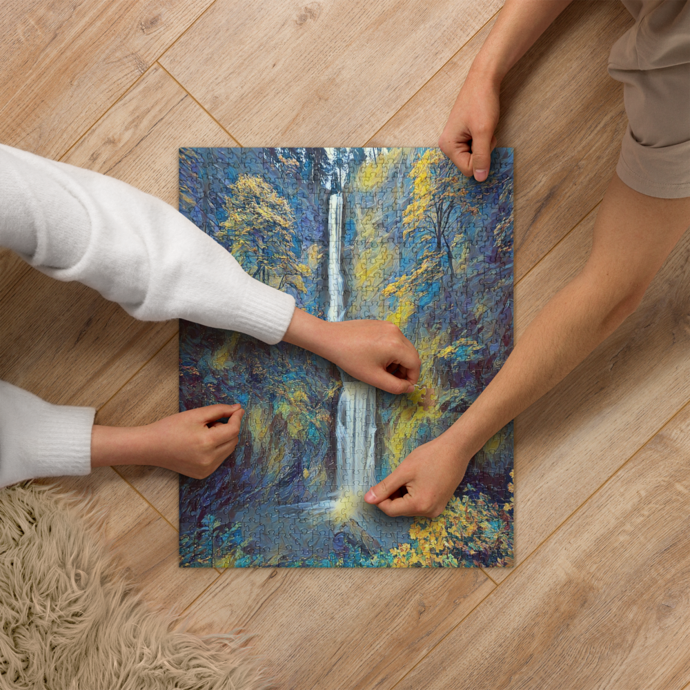 Multnomah Falls/Blue - Digital Art - Jigsaw puzzle