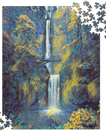 Multnomah Falls/Blue - Digital Art - Jigsaw puzzle