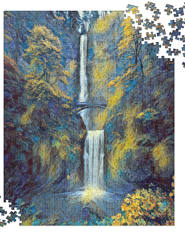 Multnomah Falls/Blue - Digital Art - Jigsaw puzzle