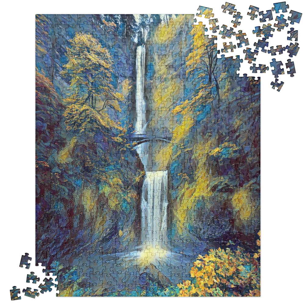 Multnomah Falls/Blue - Digital Art - Jigsaw puzzle