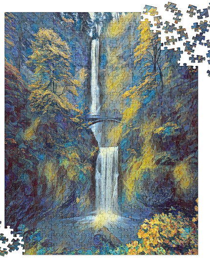 Multnomah Falls/Blue - Digital Art - Jigsaw puzzle