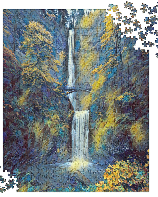 Multnomah Falls/Blue - Digital Art - Jigsaw puzzle