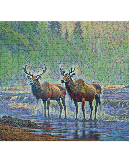 Two Elk on the Beach - Oregon - Digital Art - Jigsaw puzzle