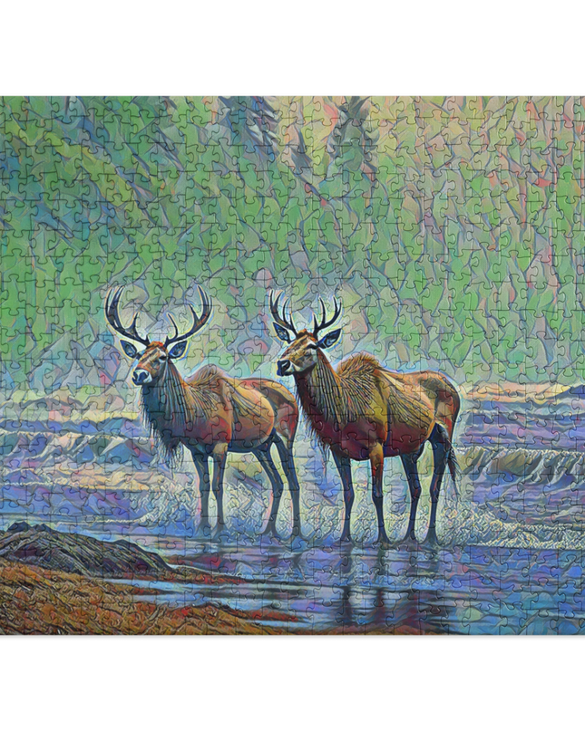 Two Elk on the Beach - Oregon - Digital Art - Jigsaw puzzle