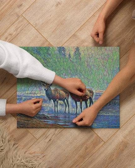Two Elk on the Beach - Oregon - Digital Art - Jigsaw puzzle