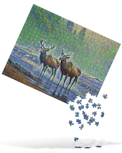 Two Elk on the Beach - Oregon - Digital Art - Jigsaw puzzle