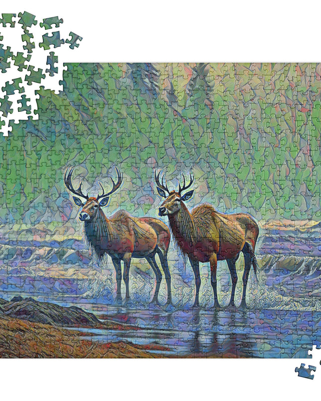 Two Elk on the Beach - Oregon - Digital Art - Jigsaw puzzle