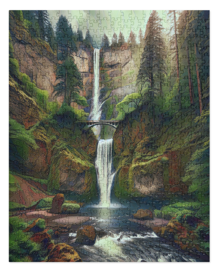 Multnomah Falls/2 - Digital Art - Jigsaw puzzle