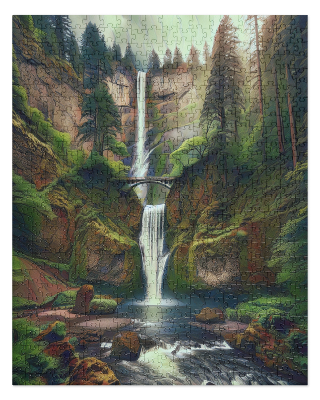 Multnomah Falls/2 - Digital Art - Jigsaw puzzle