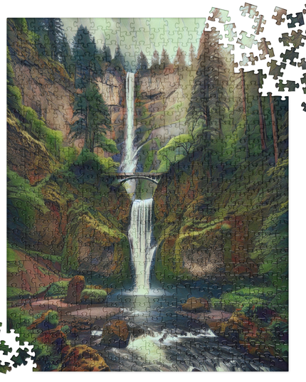 Multnomah Falls/2 - Digital Art - Jigsaw puzzle