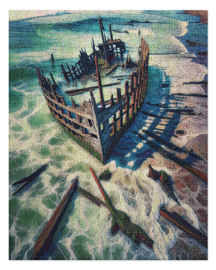 Ship Wreck on the Oregon Coast - Digital Art - Jigsaw puzzle