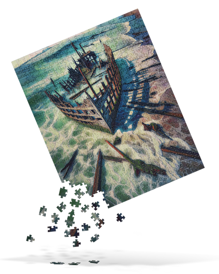 Ship Wreck on the Oregon Coast - Digital Art - Jigsaw puzzle