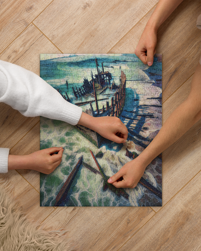Ship Wreck on the Oregon Coast - Digital Art - Jigsaw puzzle