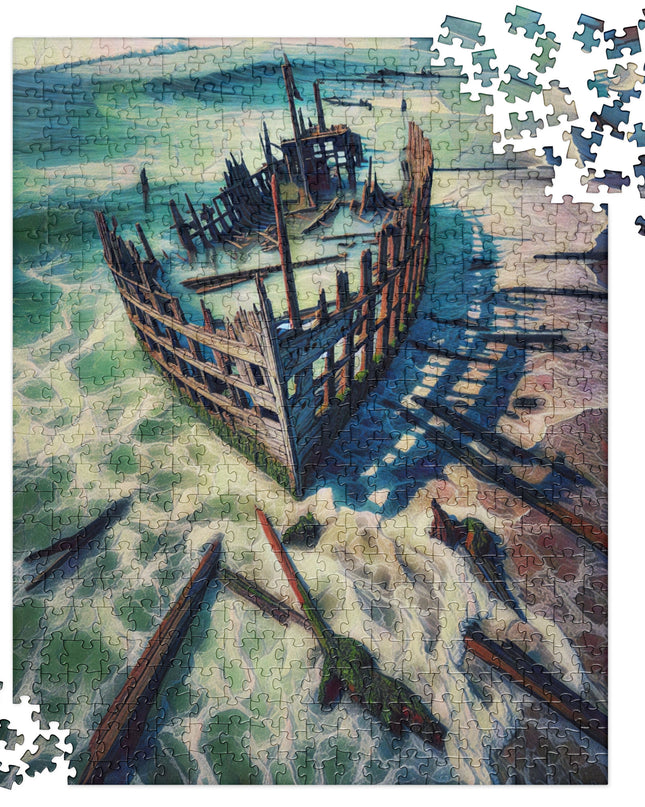 Ship Wreck on the Oregon Coast - Digital Art - Jigsaw puzzle