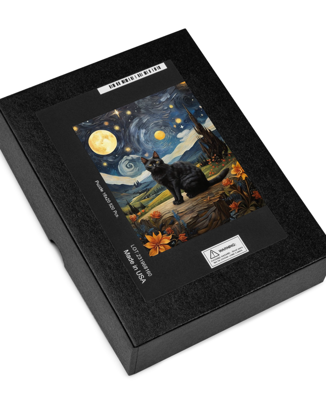 Starry Black Cat Night - Jigsaw puzzle