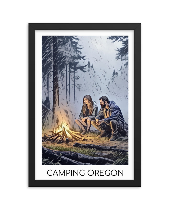 Camping Oregon - Framed poster