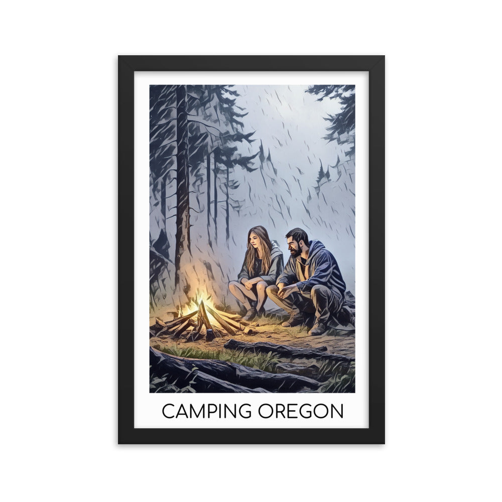 Camping Oregon - Framed poster