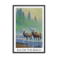 Thumbnail for Elk on the Beach - Framed  poster