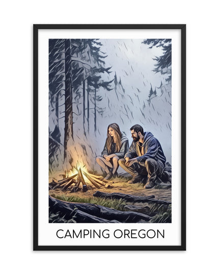 Camping Oregon - Framed poster