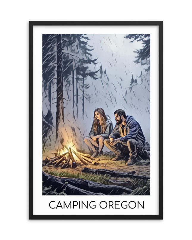 Camping Oregon - Framed poster