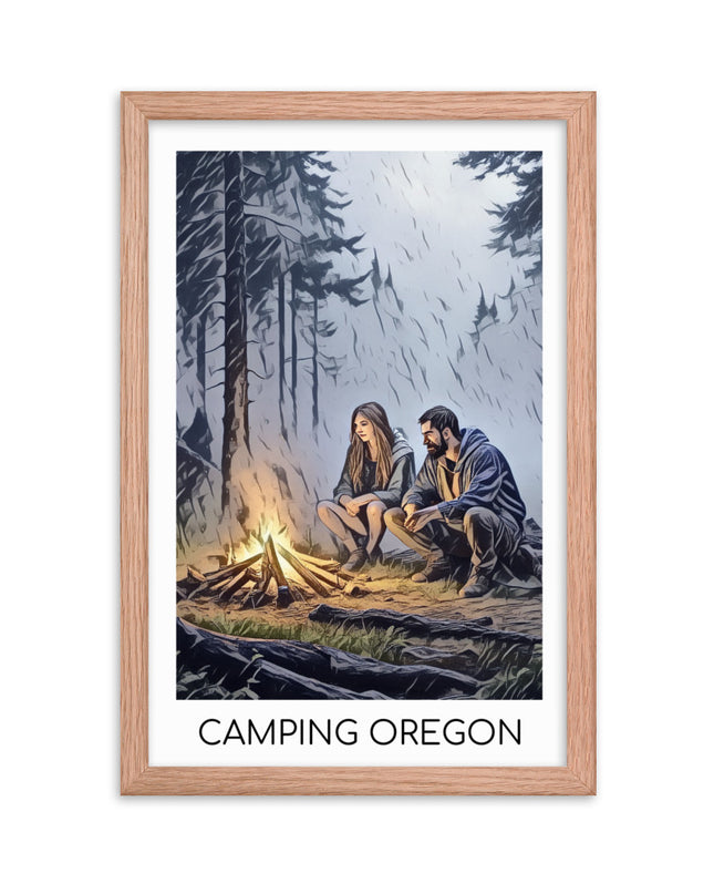 Camping Oregon - Framed poster