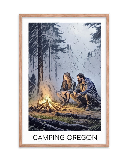 Camping Oregon - Framed poster
