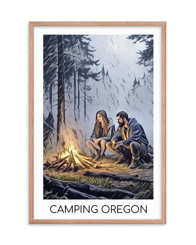 Camping Oregon - Framed poster