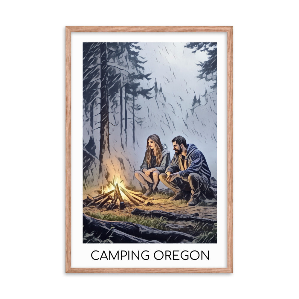 Camping Oregon - Framed poster
