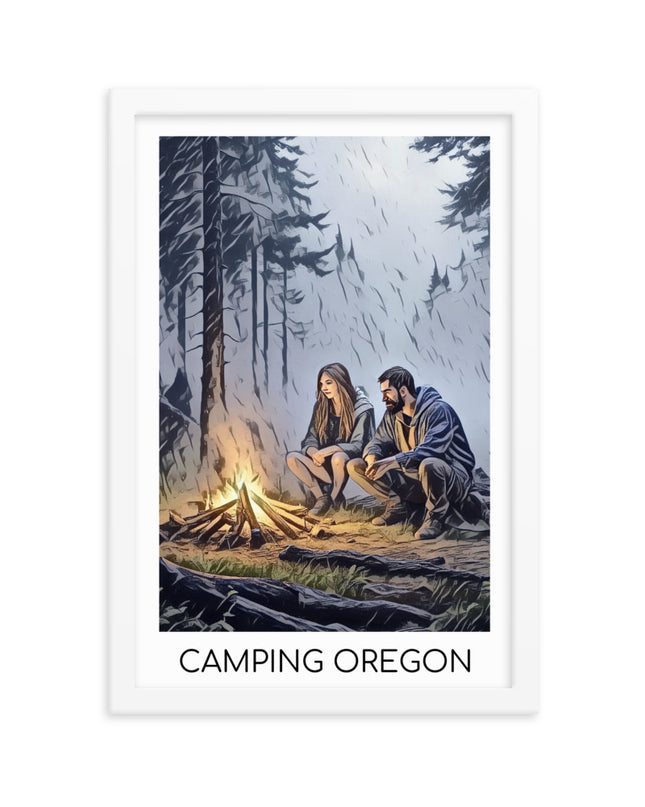 Camping Oregon - Framed poster