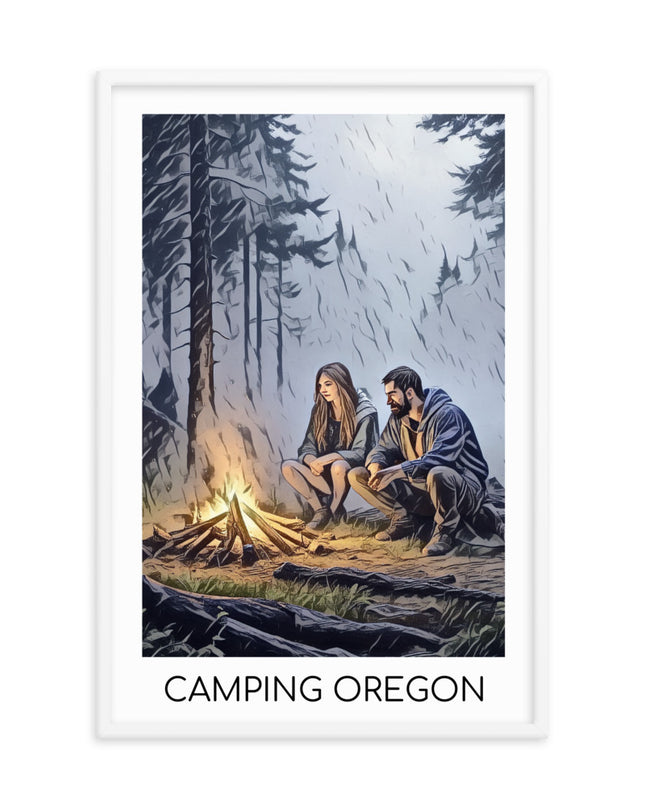 Camping Oregon - Framed poster