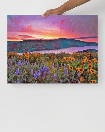 Columbia River Gorge - Wild Flowers - Digital Art - Thin canvas