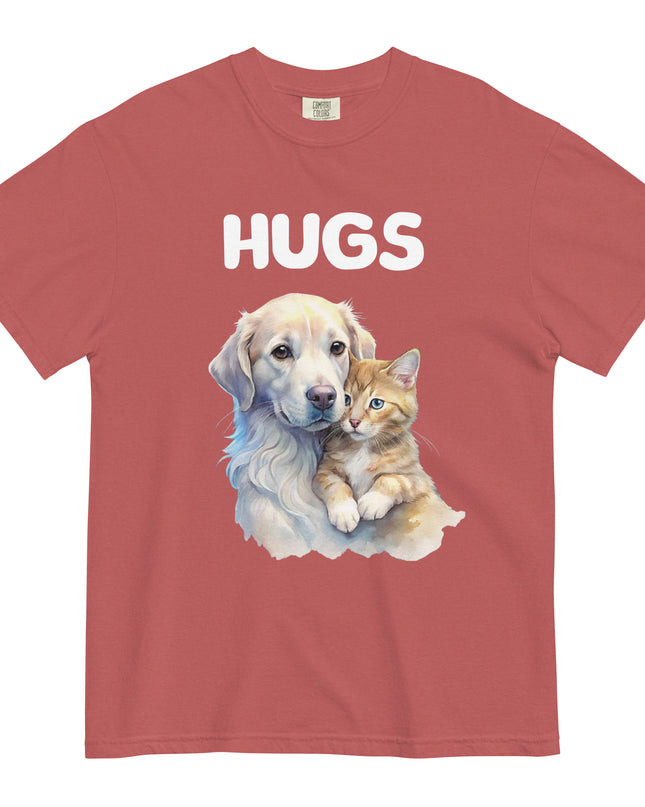 HUGS - Dog & Kitten - Comfort Color - Unisex garment-dyed heavyweight t-shirt