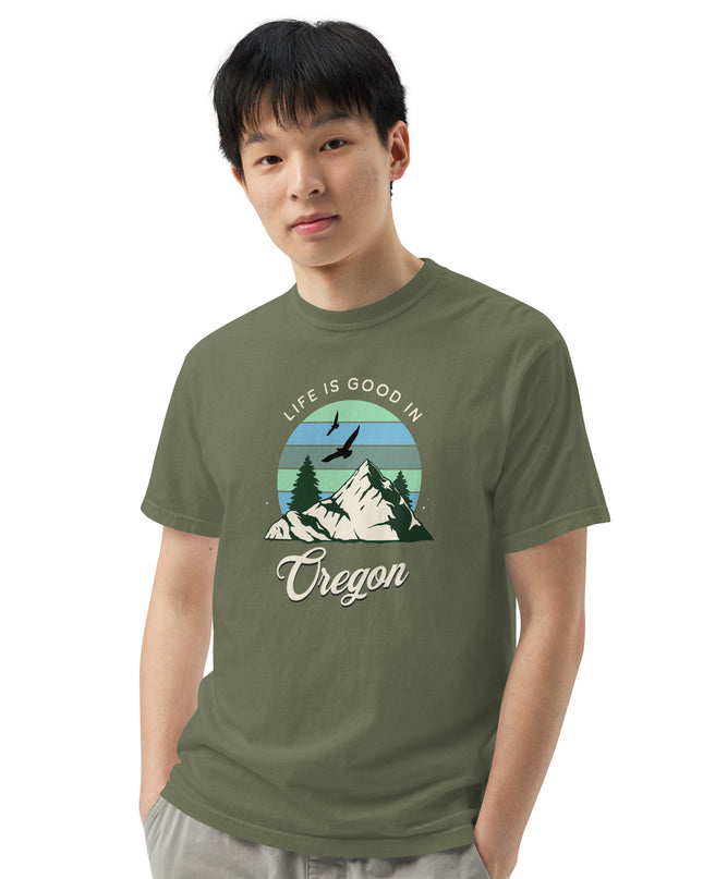 Life is Good in Oregon - Unisex garment-dyed heavyweight t-shirt