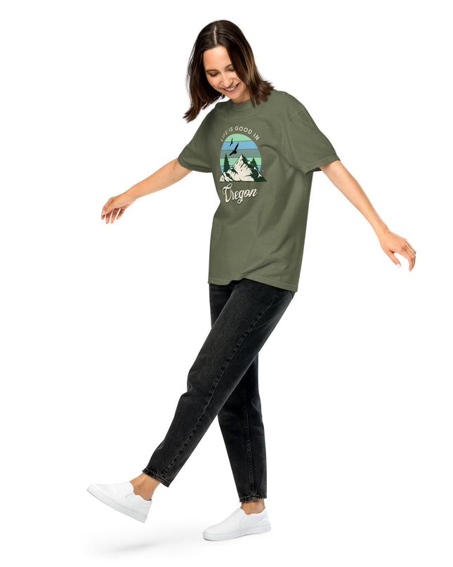 Life is Good in Oregon - Unisex garment-dyed heavyweight t-shirt